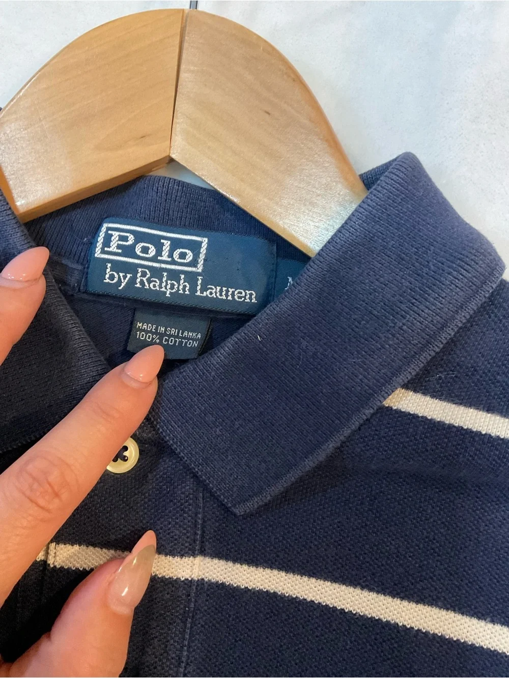 Vintage Polo Ralph Lauren Striped Golf Polo Shirt Size M Short Sleeve Navy